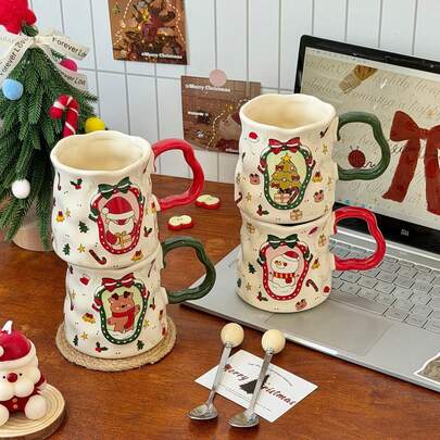 Christmas Gift Ceramic Mug, High-End Santa Claus Coffee/Tea Cup, Stylish Home Use Mug, Gift