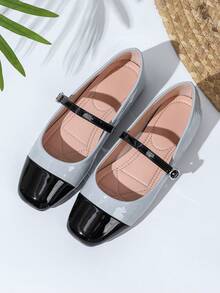 New Mary Jane Flat Shoes For Women - Grey - View 3