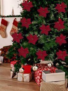 3/6 szt. Sztuczne kwiaty poinsecji - Kwiaty poinsecji na choinkę DIY, trawnik, dekoracje wiszące na zewnątrz