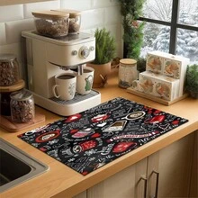 1 Stück Weihnachtsthema Untersetzer, Weihnachtsmuster saugfähige Abtropfmatte, Küchendekoration Kaffeemaschinen Matte, handgemachte Kaffeekanne Abtropfmatte, Küchenboden Matte, Esstisch Matte, Küchen Arbeitsplatten Geschirrtrockenmatte, Frühstücksmatte, hitzebeständige rutschfeste Trockenmatte, Diatomeenerde Trockenmatte, verbirgt Flecken, super saugfähige Küchenmatte, leicht zu reinigende Geschirrablage Matte, geeignet für Küche, Esstisch, Café, Bar, Feiertage, Partys, Heimdekoration, Weihnachtsgeschenke - Verschiedenfarbig - Übersicht 9