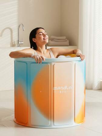 1 pezzo Vasca da bagno pieghevole di grande , secchiello da bagno, vasca da bagno indipendente facile da piegare - installazione rapida, design in legno isolante, per bagno, hotel, bagno in acqua calda, bagno in acqua fredda, accessorio bagno per conservazione conveniente e decorazione estiva di ritorno a scuola