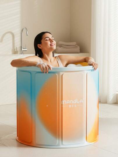 1 pezzo Vasca da bagno pieghevole di grande , secchiello da bagno, vasca da bagno indipendente facile da piegare - installazione rapida, design in legno isolante, per bagno, hotel, bagno in acqua calda, bagno in acqua fredda, accessorio bagno per conservazione conveniente e decorazione estiva di ritorno a scuola