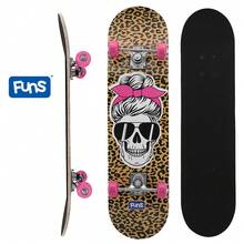 SKATE COM SHAPE DE MADEIRA LIXA + TRUCK DE ALUMINIO E RODA PVC STREME FUNS 79X20CM - Multicolorido - Visão 3