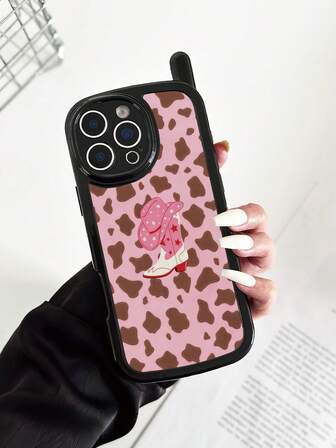 1pc New Personalized Big Boss Denim Cow Print Colorful Painted Anti-Drop Phone Case Compatible With IPhone 15 Glossy Painted Soft Shell Anti-Drop Phone Case Compatible With IPhone 17pro/17Air /17/17promax 16/11/16pro/16plus/16promax/16e/15Promax/13/14/12/XS/XR/7G/8P3 Phone Case 14 11 Soft Shell P12 Anti-Drop XS Phone Case Protective CASE
