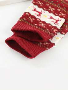 5 Paar bequeme Rentier-Muster Mittellange Socken, Damen Socken - Dicke Weihnachtssocken für Damen, entworfen mit Feiertags-Tiermotiven in Rot, Beige, Braun und Dunkelblau, perfekt für Weihnachtsfeierlichkeiten, die erste Wahl für Weihnachtssocken