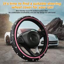 Bling Car Tee Wheel Cover 1" Anti-Lip Elatic Tretch Leather Crytal  Vehicle Tee Wheel Tec Auto Inter Acceorie Univeral For Edan Truck UV Pink - Hồng - Xem 4