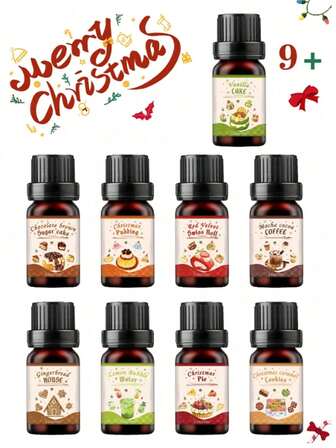 6 件/1 件圣诞精油套装，食品香薰油，10 毫升香薰油，圣诞油，姜饼屋，卧室和客厅香氛，适用于香薰蜡烛、蜡熔体、扩散石、扩散器、加湿器、圣诞节