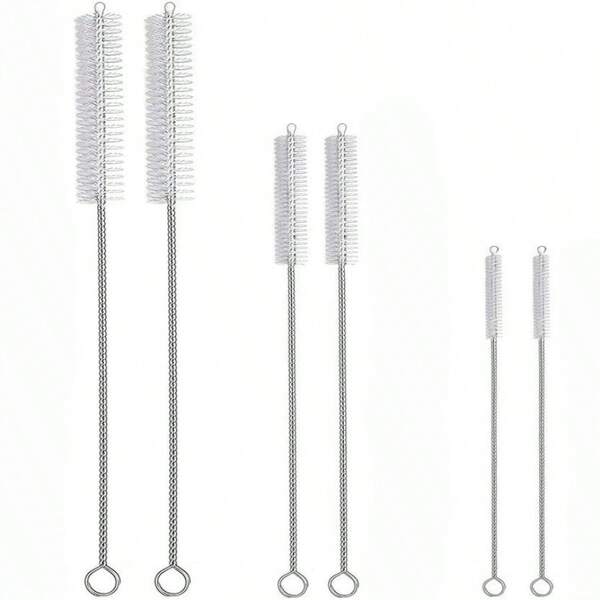6-Piece Straw Cleaner Brush Kit For  - (3-Size) Extra Long Pipe Cleaners, Straw Cleaning Brush For Tumbler, Sippy Cup, Bottle And Tube