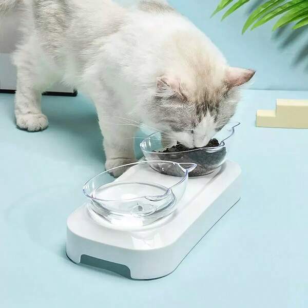 Haustier Napf Haustier Doppelnapf Katzen- und Hundenäpfe Einzel- und Doppelnapf 15 Grad Neigung Nackenschutz Klassisches Design