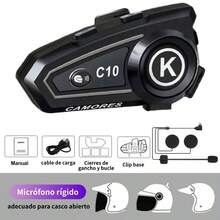 C10 Motorcycle Helmet Intercom, Wireless Stereo Intercom, Dual-Mode, Dual Channel, 1000mAh Battery, Noise Reduction, 300m Intercom For Two Riders, Music And Communication Simultaneously. - 黑暗的 - 查看 5