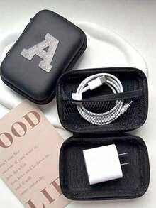 5/3/1 piezas Caja de almacenamiento de cuero PU con letra A-Z, Portador de tarjetas de juego, Organizador de caja de tarjetas de identificación/tarjetas/tarjetas de presentación, Adecuado para viajes, accesorios digitales, estuche para auriculares - Multicolor - Ver 8