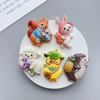 10 件兔子和刺猬混合动物平背贴纸，DIY 剪贴簿，婚礼装饰，耳环，发饰，树脂工艺品用品