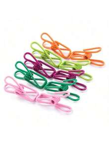 10 Windproof Multi-Purpose Metal Clips - Non-Slip, Strong Grip, Various Colors, Food Bag Sealing Clips, Clothes Drying Rack - 彩色10pc - 查看 2