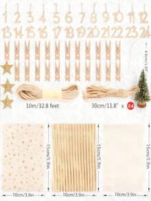 24pcs Numbered Burlap Gift Bags + Wooden Hanging Ornaments Advent Calendar Set - Reusable Holiday Decor & Gift Bags, Christmas Gifts