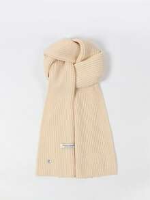 1 pieza Bufanda de punto con botón de concha de alta calidad para mujer, unicolor minimalista de moda, versátil y gruesa para el cuello, adecuada para otoño/invierno, parejas, estudiantes