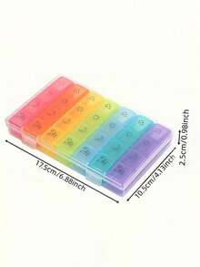 1 Stück 14-Fach Pillenbox, tragbare wöchentliche Pillenbox mit großer Kapazität, 14 Fächer Medikamentenaufbewahrungsbehälter, geeignet für den Schulstart - Verschiedenfarbig - Übersicht 17