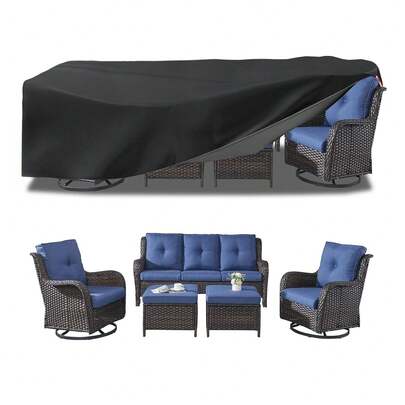 Patio Furniture Cover, Outdoor Furniture Waterproof Cover, Patio Furniture Set Cover, Outdoor Waterproof Patio Table And Chair Set Cover - Multi-Size Rectangular Sofa Combination Cover, Universal Rectangular Patio Heavy Duty Table Cover, 420D Durable Canvas Waterproof Outdoor Dining Table And Chairs Universal Furniture Cover,Kitchen Decor,Household Items