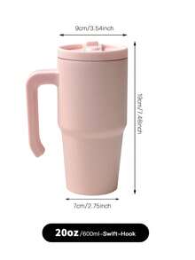 20盎司防漏保温杯，带提手和可折叠吸管，双层真空隔热，冷热饮皆宜，简约旅行杯 - 多色/20oz - 查看 12