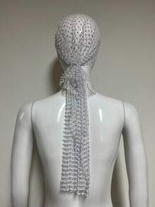 1pc 90/100/130 Cm Women Fishnet Rhinestone Decor Bandana Hair Band Headscarf Cap, Elastic Hairband, Beautiful Bridal Headpiece, Personalized Hair Accessories, Suitable For Ladies' Daily Wear, Dance, Wedding, Party, Events Valentine's Day Valentines