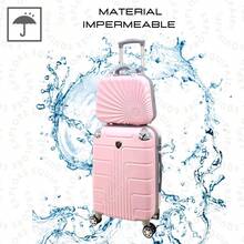 10kg 20-Inch Suitcase + Toiletry Bag Undocumented Lightweight Durable Carry-On Waterproof - Baby Pink - View 5