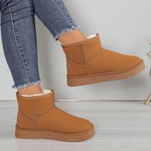 Classic Thick Plush Snow Boots, Thick Sole Versatile Fashion Ankle Boots, Comfortable Anti-Slip Student Ankle Boots - Maroon - View 11