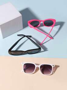 1 SET 3 PCS Boys And Girls Aged 4-8 Years, Cute Cat-Eye And Rectangular Fashion Glasses, Suitable For Holiday Outings, Festive Gifts, And Parties - Multicolor - View 4