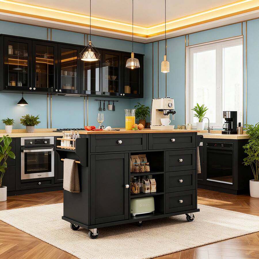 Mobile Storage Islands - Black - View 1