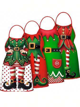 4pcs Santa Claus Dressed As Decorative Apron, Suitable For Both Female And Male Kitchen Chefs, Suitable As A Wedding, Christmas Or Thanksgiving Party Gift For Adult Cooking Supplies, Christmas Aprons For Women, Christmas Aprons Matching, Christmas Cooking, Christmas Kitchen Decorations, Family Apron Set, Aprons For Women Christmas, Christmas Themed Aprons, For Christmas Kitchen, Seasonal Kitchenware,