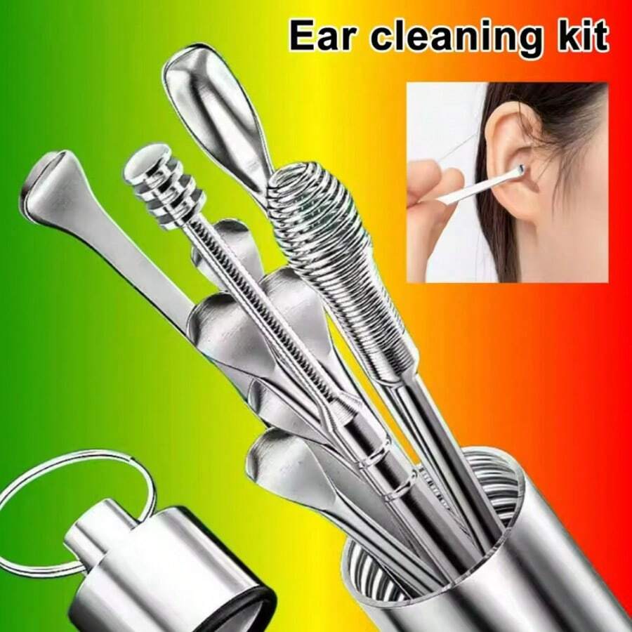 10Pcs Stainless Steel Portable Earwax Removal Kit, Earwax Cleaner 360-Degree Spiral Design Earwax Cleaning Tool Set, Stainless Steel Earwax Remover And Curing Agent Earwax Cleaning Artifact Earwax Spoon Care Ear Spoon - Bạc - Xem 1