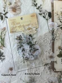 40 pezzi Adesivi assortiti con motivo floreale, colore bianco, adesivi decorativi con margherite e rose per fai da te, decorazione di diari e articoli scolastici