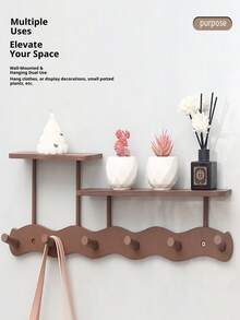 1 pieza Perchero de pared con ganchos - Fácil de instalar, sin necesidad de taladrar, estante de almacenamiento multifuncional para dormitorio, sala de estar, entrada - Estilo casual