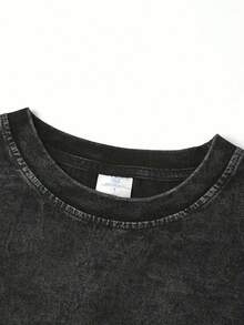 Crystal Castles Music Album II Double-Sided Graphic T-Shirt For Men & Women - Vintage Washed Oversized Cotton Tee With Gothic Punk Cartoon Print, Black Streetwear Rock Band Shirt, Machine Washable, Casual Wear, Comfortable Fit, Highquality - màu đen - Xem 2