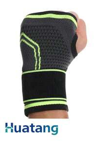 Muñequera Con Correa Ajustable, Soporte Para Muñeca Pulso De Compresión B Con Cinta De Presión Pulsera Deportiva - Negro/VERDE - Ver 1