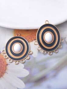 6 قطع موصل أقراط قطرة زيتية بوهيمية دائرية ذات 7 ثقوب بلون ذهبي، قلادة أقراط شرابة بوهو DIY مستلزمات صنع المجوهرات