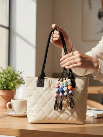 1-Pc Beaded Silicone Lanyard (Beaded Silicone Lanyards & Keychains) – Engravable Teacher Gift, Anti-Slip Keychain & Bag Charm, Teen Accessories, Perfect For School/Car Accessories