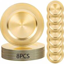 8/24 Pcs Gold Charger Plates 13" - Chargers For Dinner Plates, Irregular Design, Heavy-Duty Plate Gold Charger Bulk, Suitable For Wedding & Party- Stackable - Gold - View 9