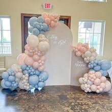 Kit de guirlande de ballons pour révélation du sexe (115 pièces), ballons roses et bleus sur fond gris et blanc, idéal pour une fête de révélation du sexe, une baby shower ou une fête d'anniversaire. - Bleu clair rose clair - Voir 6