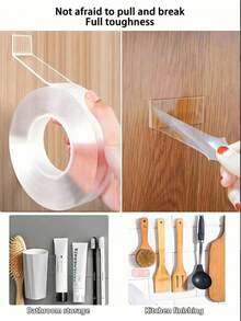 2pcs/4pcs/6pcs/1pc Super Strong Double-Sided Tape, Washable Double-Sided Tape, High Viscosity Nano Double-Sided Tape, Reusable And High Quality No Residue - Ideal For Home, Office, Car, Crafts, Wallpaper, Over 32 Scenarios, Office Supplies, Home Decor, Multi-Purpose Adhesive, Strong Adhesion, Durable Tape, High Quality Adhesive, Multi-Purpose Tape, Adhesive Strips, DIY Enthusiasts, Home Decoration