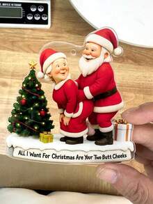 1pc-Naughty Santa Claus Keychain Pendant, Christmas Decoration, Car Rearview Mirror Pendant, Christmas Tree Decoration Pendant, Christmas Resin Ornament Creative Christmas Gift - Multicolor - View 8