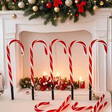 1 zestaw lampek LED w kształcie laski cukrowej o długości 53 cm, lampki naziemne w kształcie laski bożonarodzeniowej, od 1 do 5 sztuk lampek dekoracyjnych na zewnątrz, do ogrodu, na trawnik, 8 trybów, wodoodporne, zasilane bateriami z timerem i pilotem lub zasilane energią słoneczną, 8 trybów