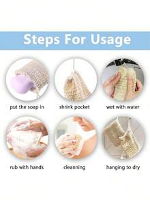 1/5 Stücke wiederverwendbare Seifenaufbewahrungstasche zum Peelen, Sisal Seifentasche mit Kordelzug, Seifenaufbewahrungstasche, geknotete Badeseifen-Tasche zum Aufschäumen und Trocknen, Körperpeeling, Rückenpeeling zum Entfernen von Schmutz und abgestorbener Haut, Körperreinigungsutensilien, Badezimmerbedarf, Badezimmerzubehör, Badezimmerdekoration für Zuhause