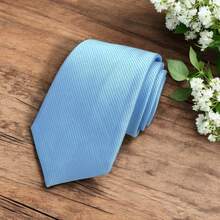 Solid Color Striped Men's Tie With Quality Texture, A Must-Have For Weddings, Business And Formal Occasions - Celeste - Ver 2