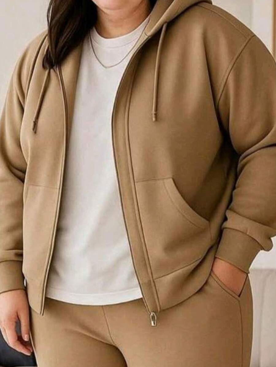 Popular Costume Winter Oversized Zipper - Caqui - Ver 1