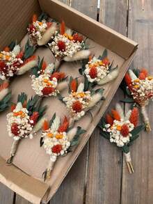 1-12 Bundles Mini Artificial Flower Bouquet Set, Bohemian Style Faux Floral Arrangement, Suitable For Home Office Desk, Wedding Party Centerpiece Decoration, DIY Custom Design, Gift Box Present, Autumn Halloween Thanksgiving Christmas Decor - Multicolor - View 2