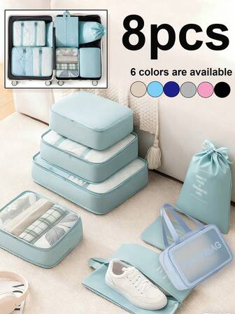 8/1pc Large Capacity Luggage Bag, Travel Storage Bag, Multi-Functional Storage Bag, Foldable Clothes Bag, Handbag Suitcase, Portable Luggage Organizer, Travel Accessories Luggage Bag, Shoe Bag, Compression Bag, Cosmetic Bag, Cosmetics Storage Bag, Waterproof Bathroom Toiletry Bag, Foldable Clothes Storage, Cosmetic Bag, Bathroom Storage Bag, Essential For Autumn/Winter Wardrobe Change, Makeup Brush Storage Bag, Clothes & Shoes Organizer Storage Bag, Large Capacity Packing Cubes, Compression Bags