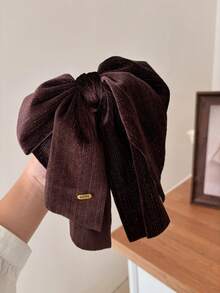 Brown Bow Velvet Ponytail Clip