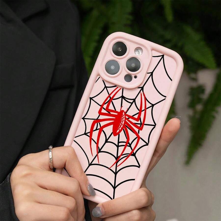 Unique High-Side Anti-Drop Design With Spider Pattern Printing. Anti-Drop And Shockproof All-Inclusive Mobile Phone Case Suitable For IPhone 17pro Max/17pro/17Air/17/16plus/16/15/14/13/12/11/XSMAX/XS/Galaxy S22plus/S23ULTRA/S24FE/S25 EDGE/A54/A53/A52/A36/A35/A34/A33/A17/A16/A15/A14/A13. Cute And Fashionable. It Is A Good Choice For Birthdays, Christmas And Halloween Gifts. - Pink - View 1
