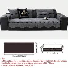 1pc Wavy Hem Solid Color Chenille Sofa Cover,Bowknott Decor Sofa Cushion, Minimalist Modern Style, Suitable For Bedroom, Living Room, Office Home Decor, Fits Single, Loveseat, 3-Seater, 4-Seater And Sectional Sofas