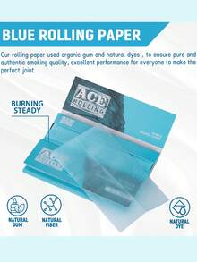 2000Leaves/50Booklets-Rolling Papers 11/4 Cigarette Rolling Papers-Blue Unbleached Rolling Papers- Natural Gum Arabic Rolling Paper-44*78 MM Blue Rolling Paper-Classic Extra-Thin Cigarette Paper Burns Smoothly. - Blue - View 6