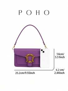 POHO品牌定制信封单肩包、方包，时尚优雅的礼物，适合女性朋友、同学、家人 - 紫色 - 查看 4